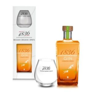 1836 Belgian Organic Gin clementine 70cl cadeauverpakking inclusief 1 glas
