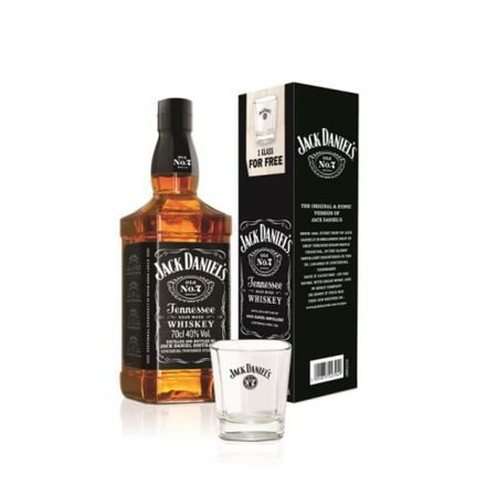 Jack Daniels n°7 Whiskey 70cl cadeauverpakking met glas