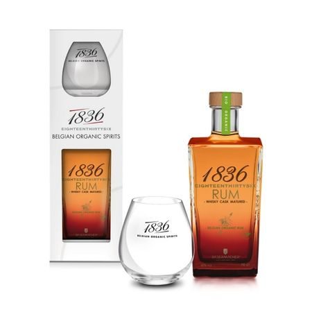 1836 Belgian Organic Rum 70cl inclusief 1 glas
