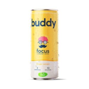 Buddy energy bio ginger lemon blik 25cl (24 stuks)